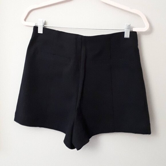 NWOT Zara black high waist tonal top stitched cotton blend shorts, M - Picture 12 of 12